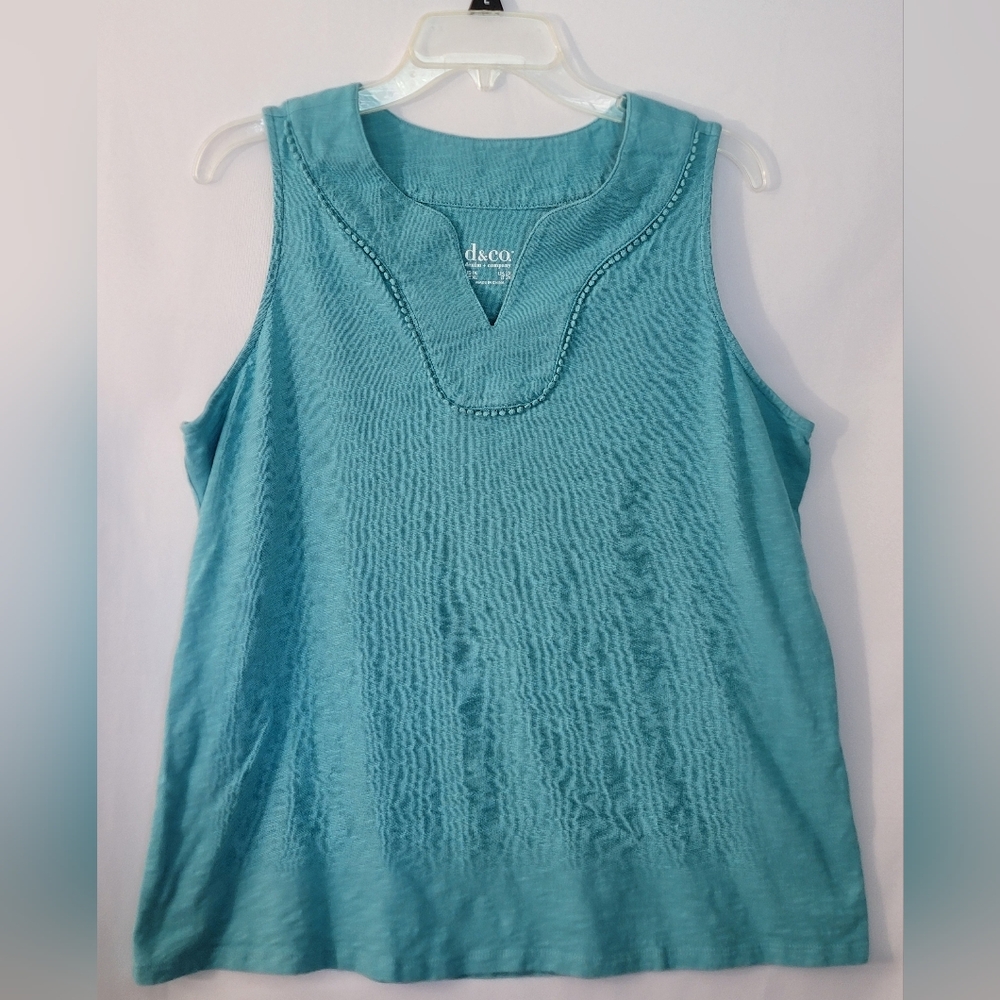 d&Co Sleeveless Tank Top Cotton/Linen Blend Size 1X
